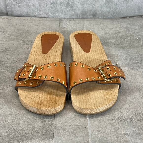 ISABEL MARANT Women's Tan Leather Jaso Eyelet Slide Clog Sandals SZ 9 - Picture 3 of 11
